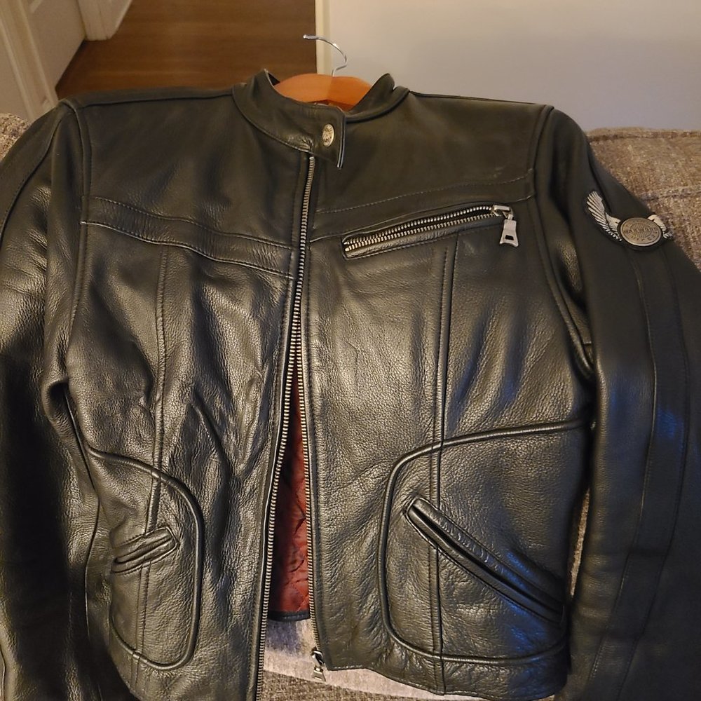 Vintage fitted Black Leather biker jacket